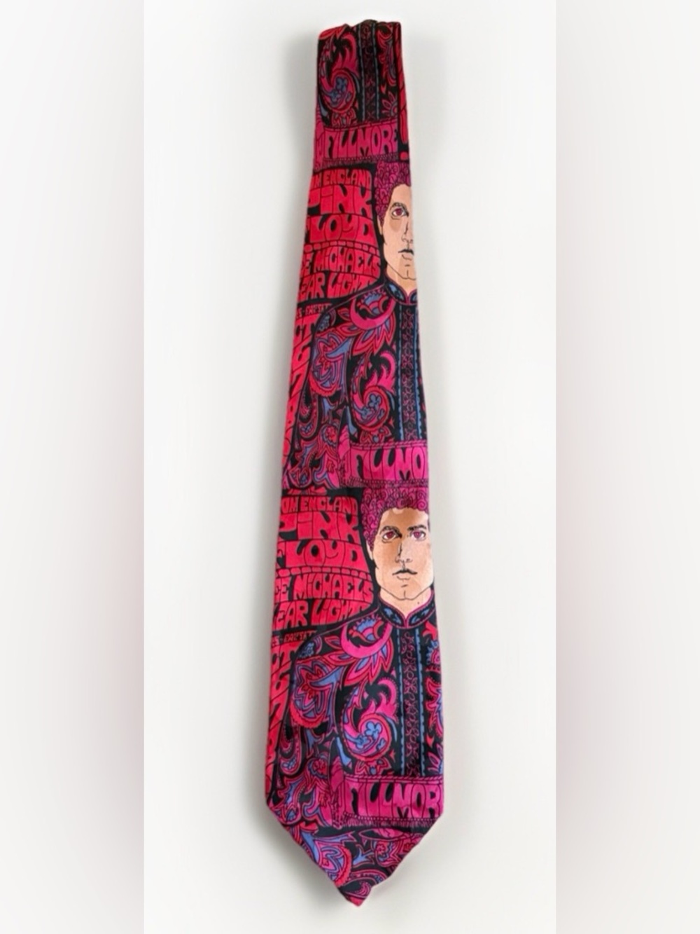 Vintage Pink Floyd Psychedelic Silk Tie Rock Band Poster Style